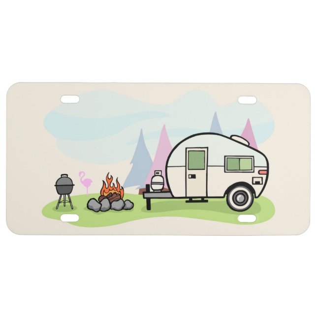 Happy Happy Camper trailer License Plate (Front)
