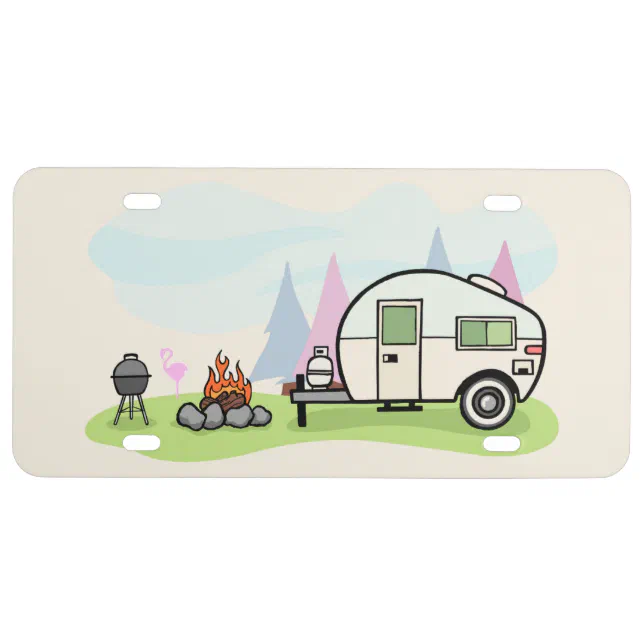Happy Happy Camper trailer License Plate Zazzle