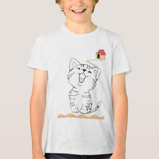 Happy Happy Cat Cartoon Cute Tabby Kitten Kids T-S Tri-Blend Shirt