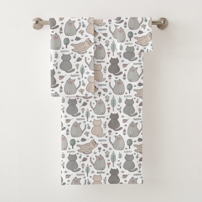 Happy Happy Cats Bath Towel Set (Insitu)