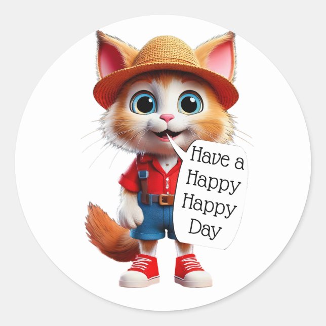 Happy Happy Day Classic Round Sticker (Front)