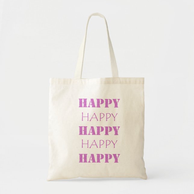 Happy Happy Glitter Tote Bag (Front)