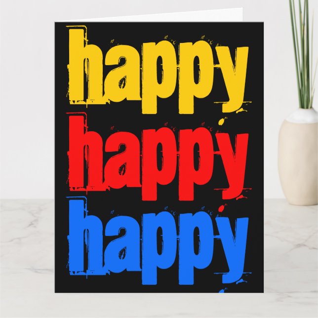 Happy Happy Happy Big Birthday Card 8 x 11 (Front)