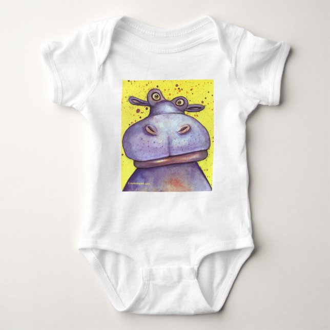 Happy Happy Hippo Baby Bodysuit (Front)