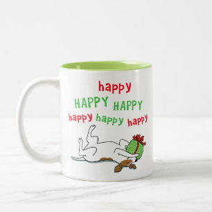 Happy Happy Jack Russell Terrier Cute Holiday Dog Two-Tone Coffee Mug