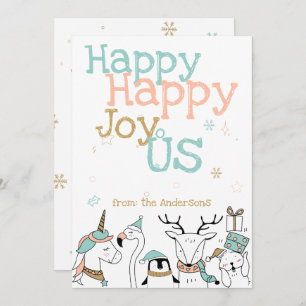 Happy Happy Joy oUs Cartoon Critters Christmas Invitation