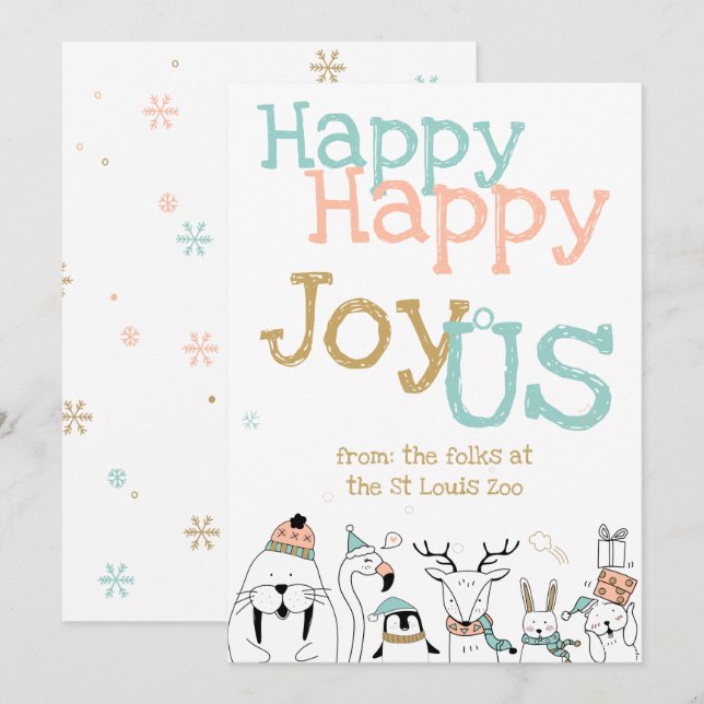 Happy Happy JoyoUs Cartoon Animals Christmas Invitation (Front/Back)