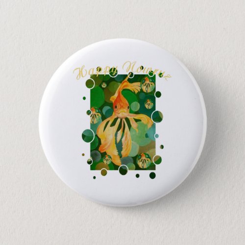 Happy Happy Nowruz Persian New Year Goldfish In Gr Button