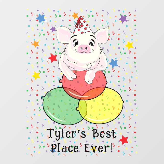 Happy Happy Pig Wall Decal (Front)