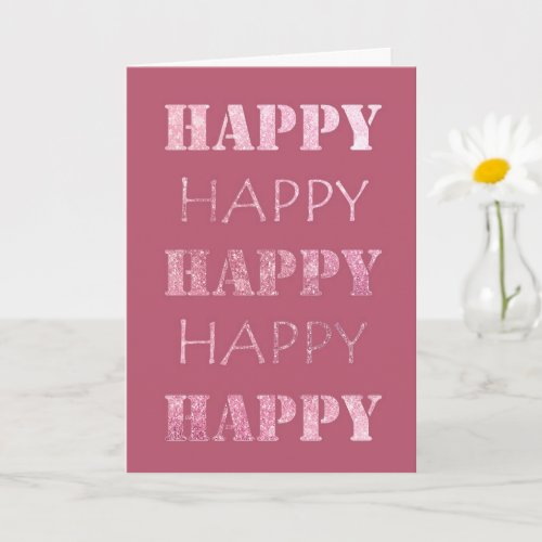 Happy Happy Pink Glitzy Sparkle Card