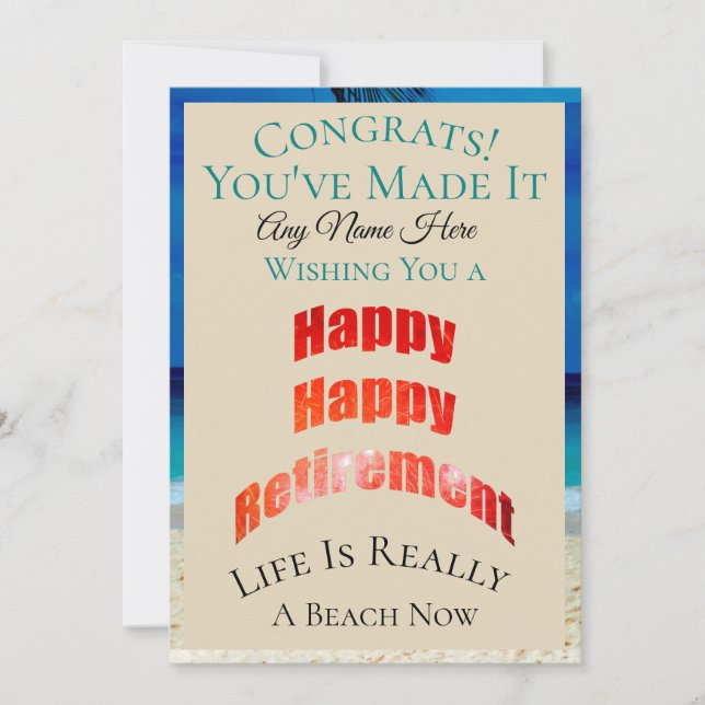 Happy Happy Retirement Any Name Congrats - Card (Front)