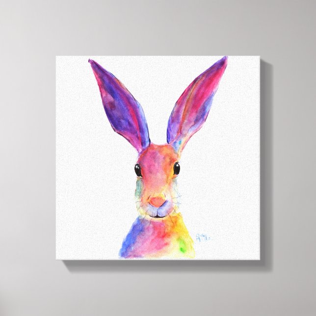 Happy Hare 'Jelly Bean' by Shirley MacArthur Canvas Print (Front)