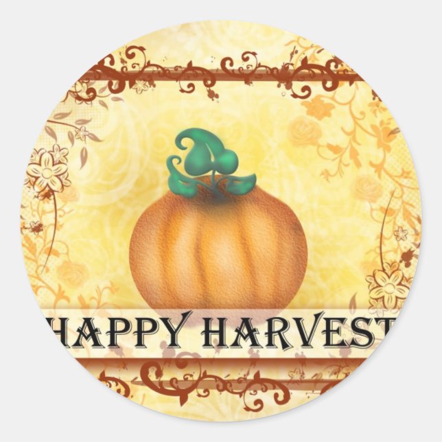 Happy Harvest Classic Round Sticker (Front)