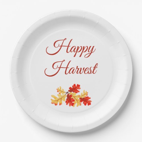 Happy Harvest Fall Foliage Thanksgiving  Paper Plates