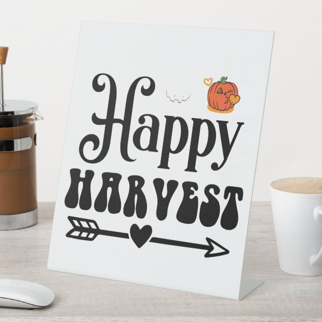 Happy Harvest Pedestal Sign (In SItu)