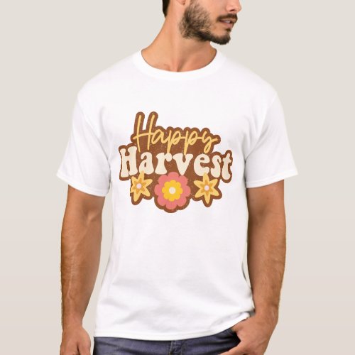 Happy Harvest Pumpkin Halloween Groovy Fall Season T_Shirt