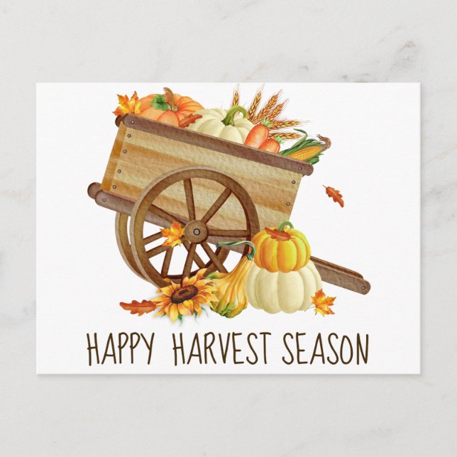 Happy Harvest Season Fall Holiday Postcard (Front)