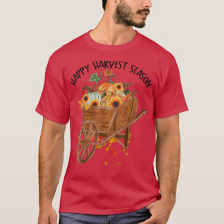 Happy Harvest Season Pumpkin Sunflower Vintage Aut T-Shirt