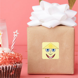Happy Hat Face Square Sticker