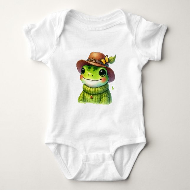 Happy Hat Frog Baby Bodysuit (Front)