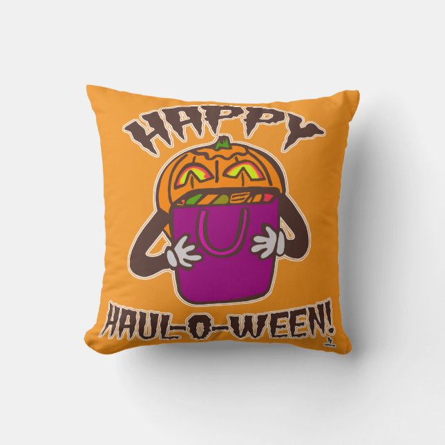 Happy Haul-o-ween Fun Love Shopping Halloween  Throw Pillow (Front)