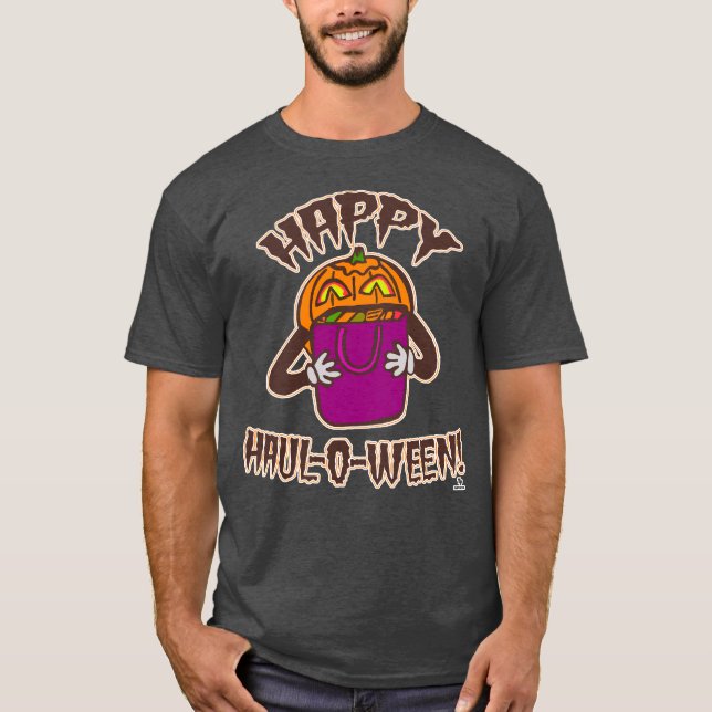 Happy Haul-o-ween Funny Halloween Shopping Cartoon T-Shirt (Front)
