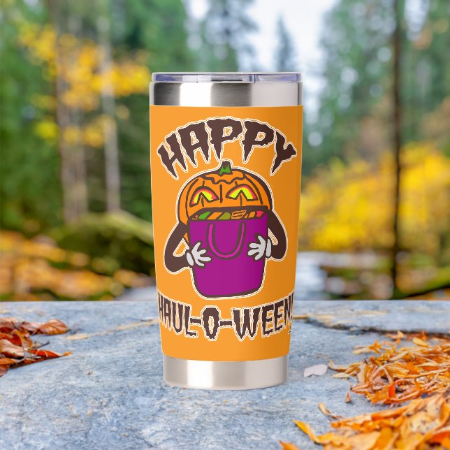 Happy Haul-o-ween Shopping Humor Halloween Cartoon Insulated Tumbler (Outdoor (Rotated))