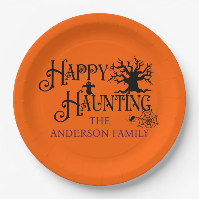 Happy Haunting – A Whimsical Welcome to the Weird Paper Plates (Front)