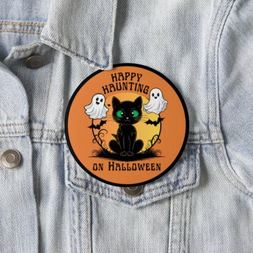 Happy Haunting Black Cat Halloween 4 Button