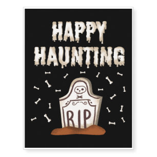 Happy Haunting Creepy & Spooky Halloween Ghost Temporary Tattoos