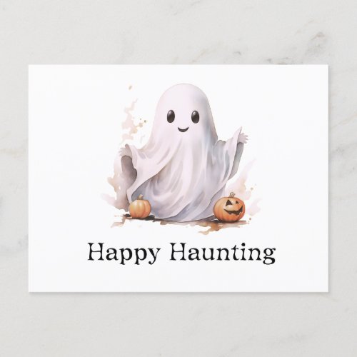 Happy Haunting Cute Ghost Halloween Holiday Postcard