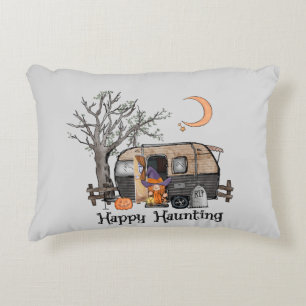 Happy Haunting Halloween Camper Spooky Witch Accent Pillow