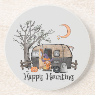 Happy Haunting   Halloween Camper   Spooky Witch Coaster