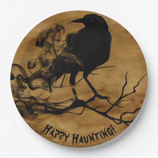 Happy Haunting Halloween Paper Plates (Front)