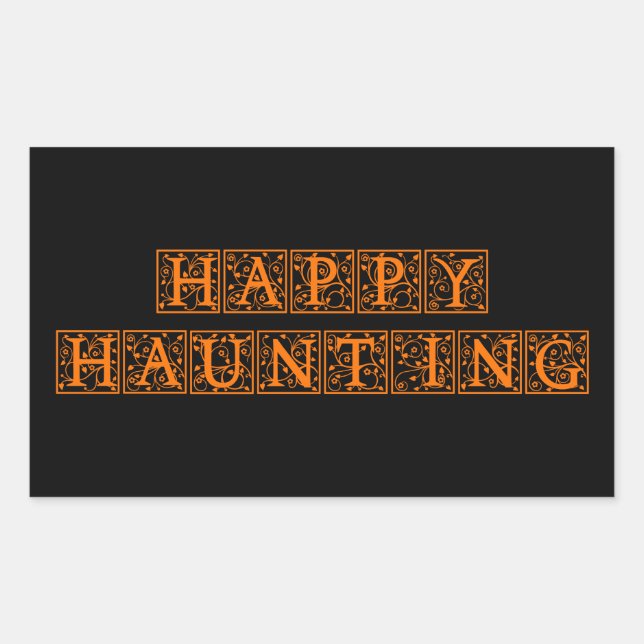 Happy Haunting Rectangular Sticker (Front)