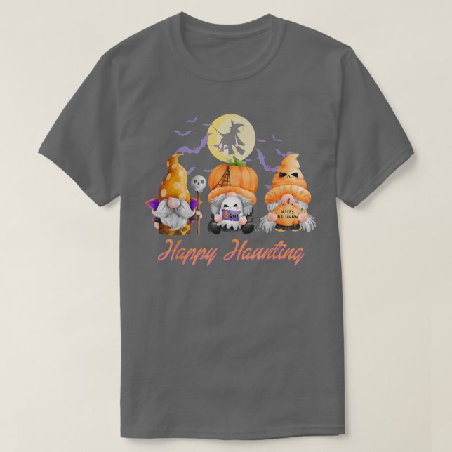 Happy Haunting Spooky Gnomes costume funny Hallowe T-Shirt (Design Front)