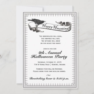 Happy Haunting Vintage Classic Halloween Invite