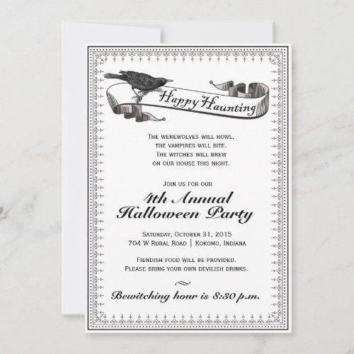 Happy Haunting Vintage Classic Halloween Invite