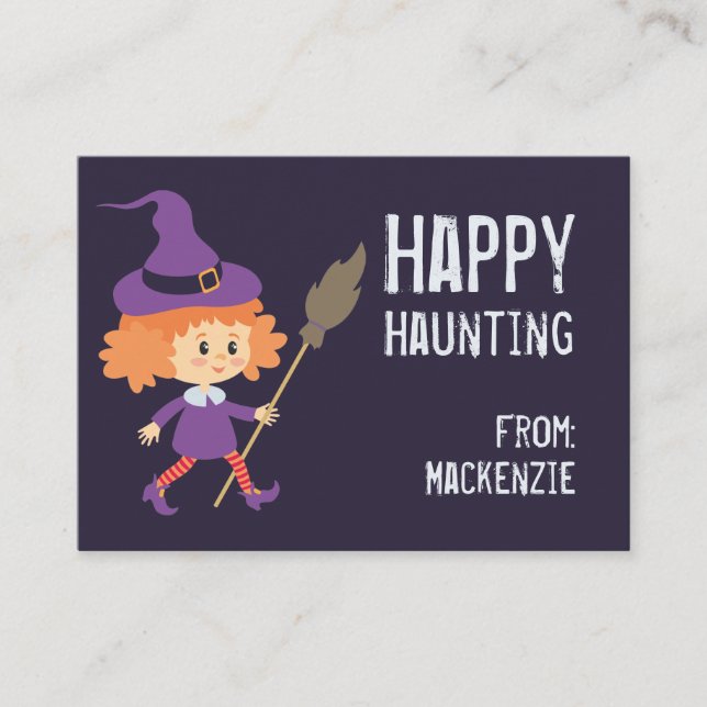 Happy Haunting Witch Halloween Classroom Card (Front)