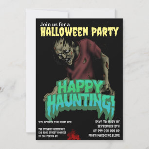 Happy Haunting Zombie Halloween Party Invitation