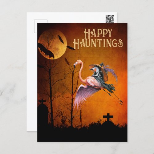 Happy Hauntings Funny Halloween Greeting Holiday Postcard