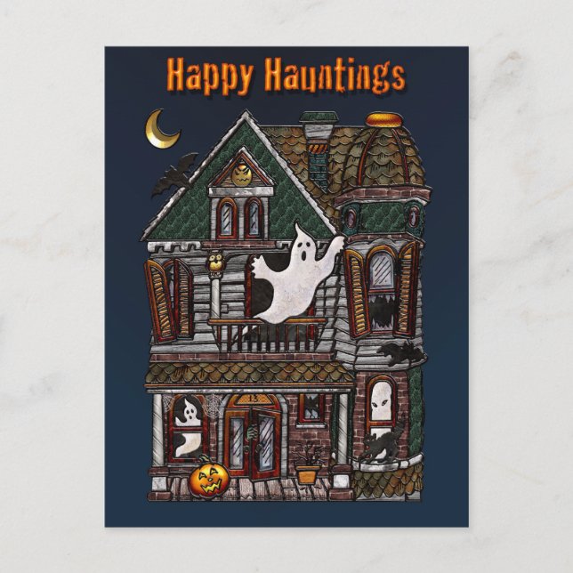Happy Hauntings Haunted House Post Card (Front)