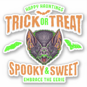 Happy Hauntings   Trick or Treat Halloween Bats Sticker