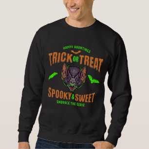 Happy Hauntings Trick or Treat Halloween Bats Sweatshirt