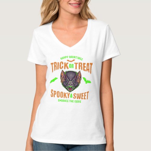 Happy Hauntings  Trick or Treat Halloween Bats T_Shirt