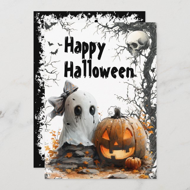 Happy Haunts — Customizable Halloween Holiday Card (Front/Back)