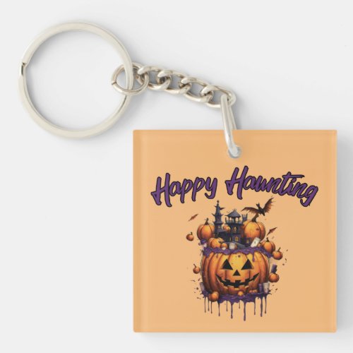 Happy Hauting halloween pumpkin Keychain