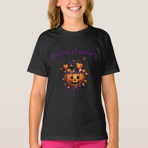 Happy Hauting halloween pumpkin T_Shirt