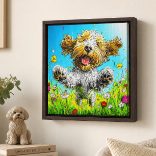 Happy Havanese Dog Colorful Wildflower Meadow Canvas Print