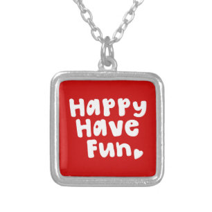 Happy Have Fun Silver Plated Necklace